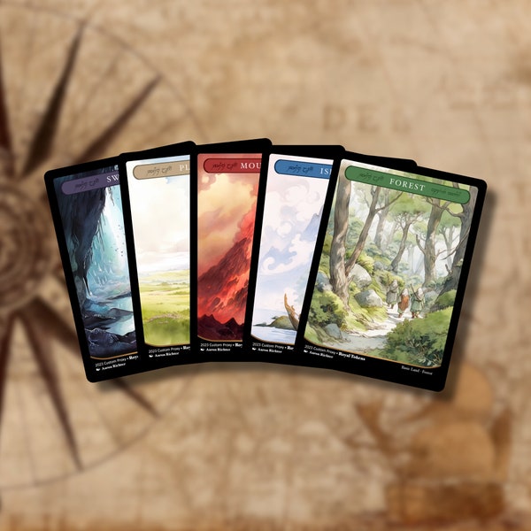 LOTR Basic Lands - Ensemble d'art alternatif personnalisé Voyage vers la Terre du Milieu