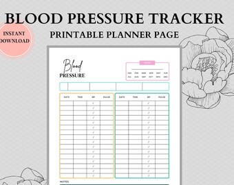 Monthly Blood Pressure Tracker | Printable Blood Pressure Log | Dysautonomia Blood Pressure Chart | Instant Download
