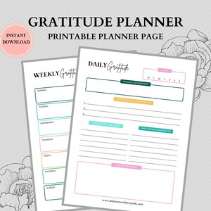 Diario de gratitud diario imprimible / Páginas del planificador consciente / Descarga digital en PDF / Carta de EE. UU., A4, A5