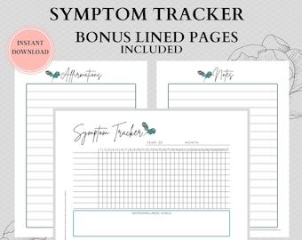 Symptom Tracker | Printable Medical Planner | Pain Tracker | Symptom Journal | Chronic Illness Symptom Chart