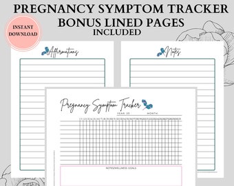 Pregnancy Planner | Pregnancy Diary Symptom Tracker | Pregnancy Journal | US Letter | A4 | A5