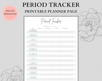 Period Tracker, Period Cycle Tracker, Menstrual Cycle Planner, Ovulation Tracker, Symptom Tracker, Digital Printable PDF, Instant Download