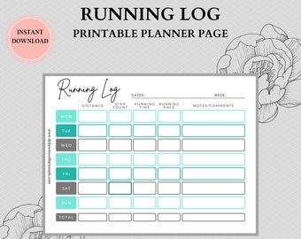 Printable Running Tracker | Printable Run Log | Fitness Digital Download | Running Digital Download | Printable Run Tracker 5K 10K Marathon