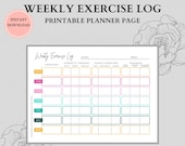 Weekly Fitness Planner Printable, Exercise Journal Workout Log
