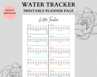 Water Tracker | Water Challenge | Water Intake Template | Hydration Tracker | Monthly Water