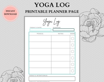 Personal Yoga Practice Log Sheet | Yoga Class Practice Log | Yoga Practice Log | Yoga Observation Notes