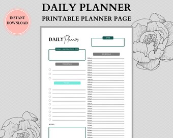 Day Planner Printable, Print At Home Daily Planner, 1 Hour Sections, Todays Plan Template, Priority Planner, A4, A5, US Letter