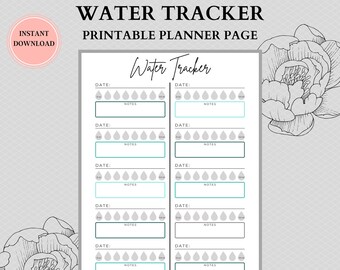 Water Challenge | Water Tracker | Water Intake Template | Hydration Tracker | Monthly Water