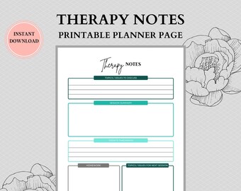 Therapy Notes Planner Printable | Therapy Journal | Mental Health Personal Growth Pages | Printable Mental Health | A4 | A5 Planner Inserts