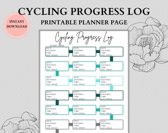 Cycling Log | Cycling Journal | Bicycle Planner | Dirt Bike Diary | Printable | Mountain Biking Log Book | Printable Instant Download