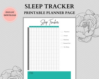 Printable Sleep Tracker, Fillable | Monthly Undated Sleep Chart | Sleep Journal | Worksheet Insert | 24 Hours | A4, A5, & US Letter