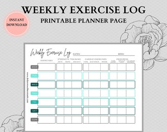 Printable Workout Planner, Weekly Exercise Planner, Exercising Calendar, Work Out Plan, Exercising Planning, Fitness Planner, Letter/A4/A5