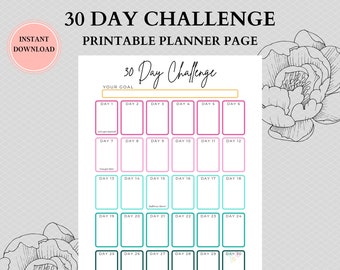 30 Day Challenge, 30 Day Challenge Tracker, 30 Day Challenge Printable, Habit Tracker, 30 Day Goal Tracker, 30 Day Tracker