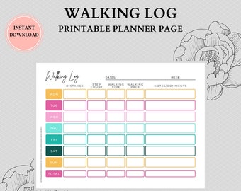 Outdoor Enthusiast Printable Walking Log | Workout Tracker | Fitness Lover | Running Gifts for Her