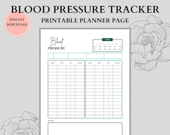 Blood Pressure Log | Editable Printable | Blood Pressure Tracker | Medical Tracker | BP Tracker |Daily Blood Pressure | Blood Pressure Chart