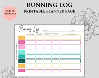 Fitness Journal, Running Log, Workout Log, Workout Planner Printable, A4, A5, US Letter