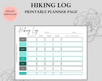 Printable Hiking Tracker | Trail Tracker | Downloadable Hiking Log | A4, A5, US Letter