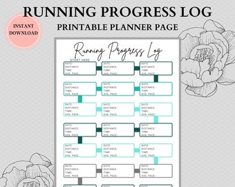 Running Journal | Running Log Printable | Running Calendar | Tracker for Goals, Races, Pace, Distance, Miles | Marathon Training