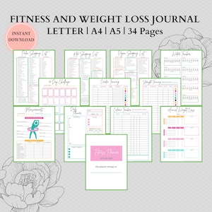 Fitness Journal Gym Lover Workout Log Workout Tracker Printable Workout Planner Notebook image 1