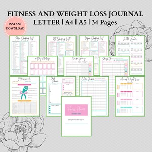 Printable Weight Loss Tracker | Weight Loss Journal | Weightloss Journal | Weight Loss Chart | Goal Tracker |