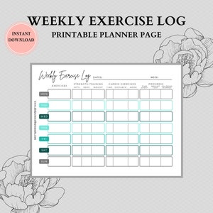 Printable Workout Planner, Weekly Exercise Planner, Exercising Calendar, Work Out Plan, Exercising Planning, Fitness Planner, Letter/A4/A5