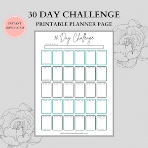 30 Day Challenge Printable | PDF Habit Tracker | Goal Tracker | Fitness Tracker