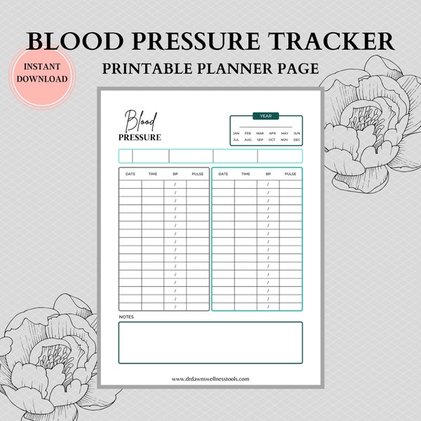 Blutdruck Log | Bearbeitbar Printable | Blutdruck Tracker | Medizinischer Tracker | BD Tracker | Täglicher Blutdruck | Blutdrucktabelle