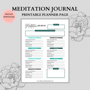 Meditation Tracker Printable | Weekly Tracker | Meditation Journal | Weekly Meditation Log | Planner Printable | Weekly Planner | Weekly Log