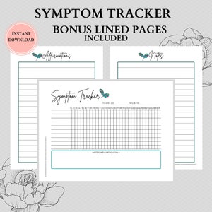 Symptom Tracker | Printable Medical Planner | Pain Tracker | Symptom Journal | Chronic Illness Symptom Chart