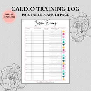 Cardio Training Log Cardio Training Tracker Fitness Lover Workout Planner Printable Workout Calendar for Staying Organized image 1
