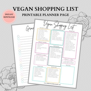 Lista de comestibles veganos, Lista de alimentos veganos, Lista de alimentos dietéticos veganos, Lista de alimentos veganos imprimibles, Descarga digital