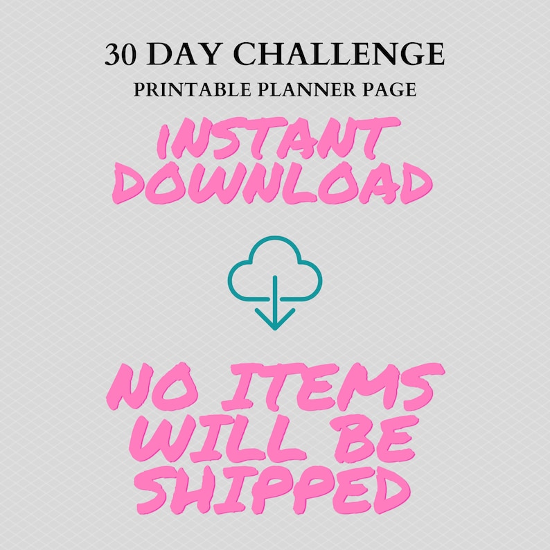 30 Day Challenge, 30 Day Challenge Tracker, 30 Day Challenge Printable, Habit Tracker, 30 Day Goal Tracker, 30 Day Tracker image 4