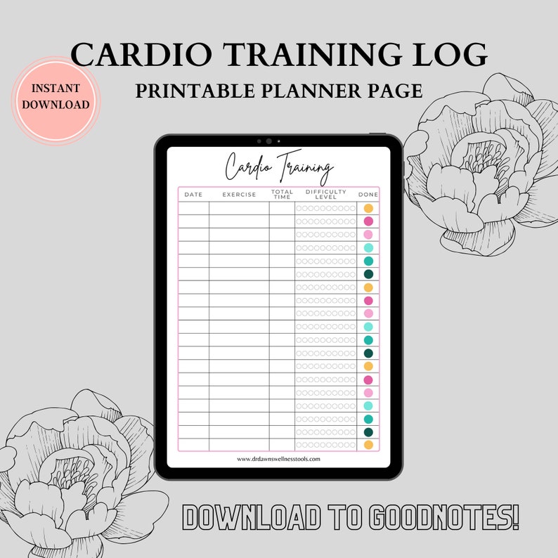 Cardio Training Log Cardio Training Tracker Fitness Lover Workout Planner Printable Workout Calendar for Staying Organized image 3