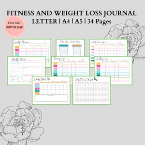 Fitness Journal Gym Lover Workout Log Workout Tracker Printable Workout Planner Notebook image 3