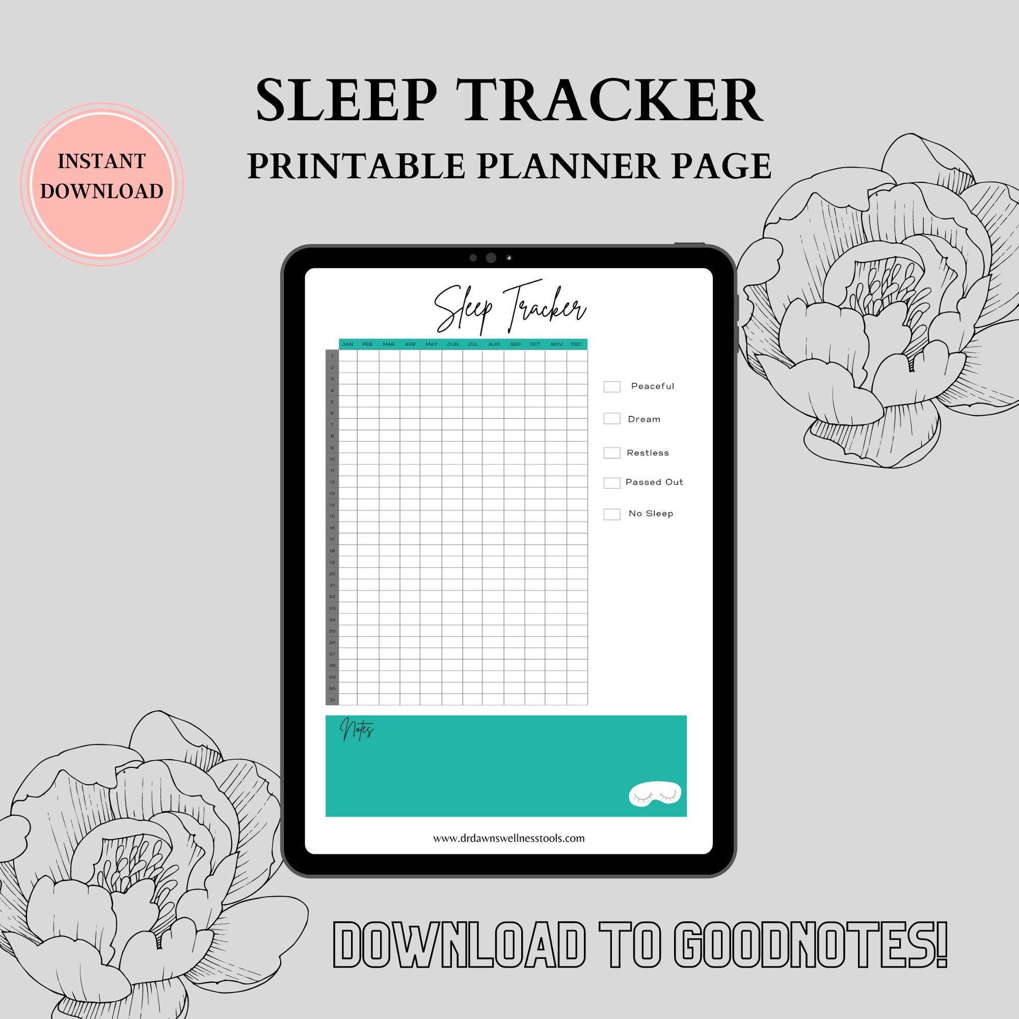 Sleep Tracker Fillable Printable Sleep Tracker, Fillable Monthly Undated Sleep Chart Sleep ...