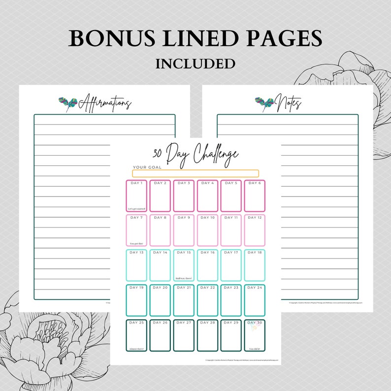 30 Day Challenge, 30 Day Challenge Tracker, 30 Day Challenge Printable, Habit Tracker, 30 Day Goal Tracker, 30 Day Tracker image 2