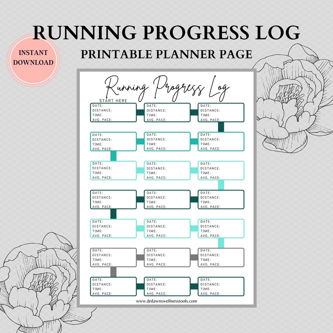 Running Journal | Running Log Printable | Running Calendar | Tracker for Goals, Races, Pace ...