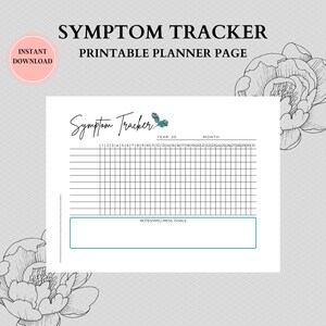 Printable Symptom and Pain Tracker | Monthly Pain Level Tracker | Planner | 3 Sizes | A4, A5, and US Letter | PDF Printable