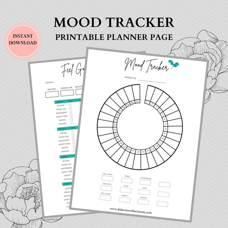 Mood Tracker Printable, Yearly Monthly Mood Planner, Circular Mood ...