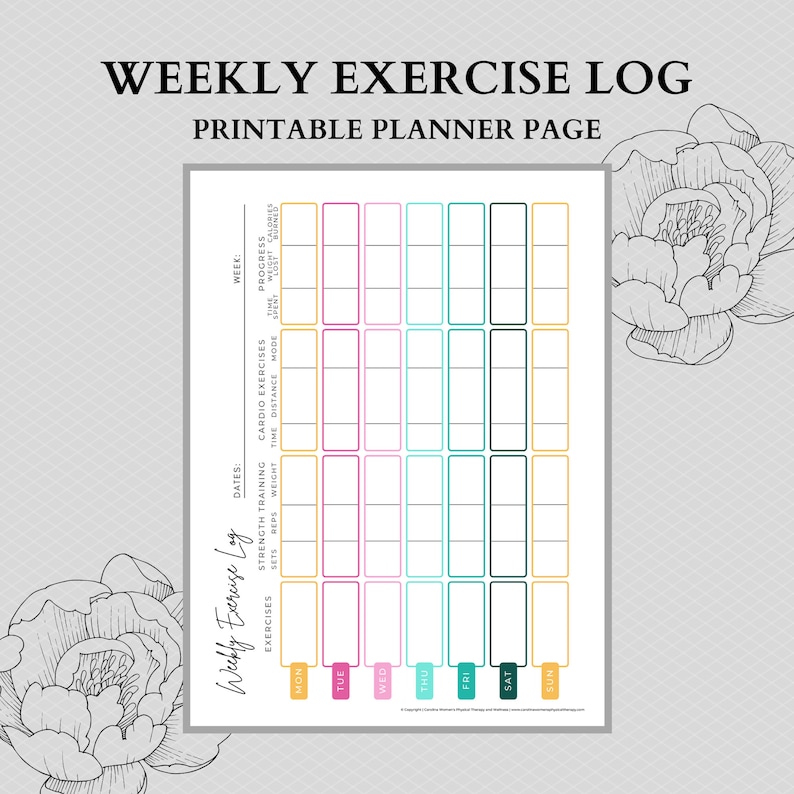 Weekly Fitness Planner Printable, Exercise Journal Workout Log - Etsy