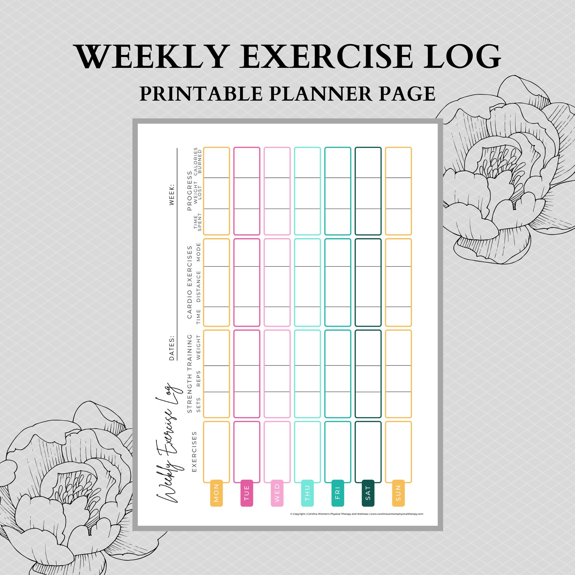 Weekly Fitness Planner Printable Exercise Journal Workout Log Etsy UK