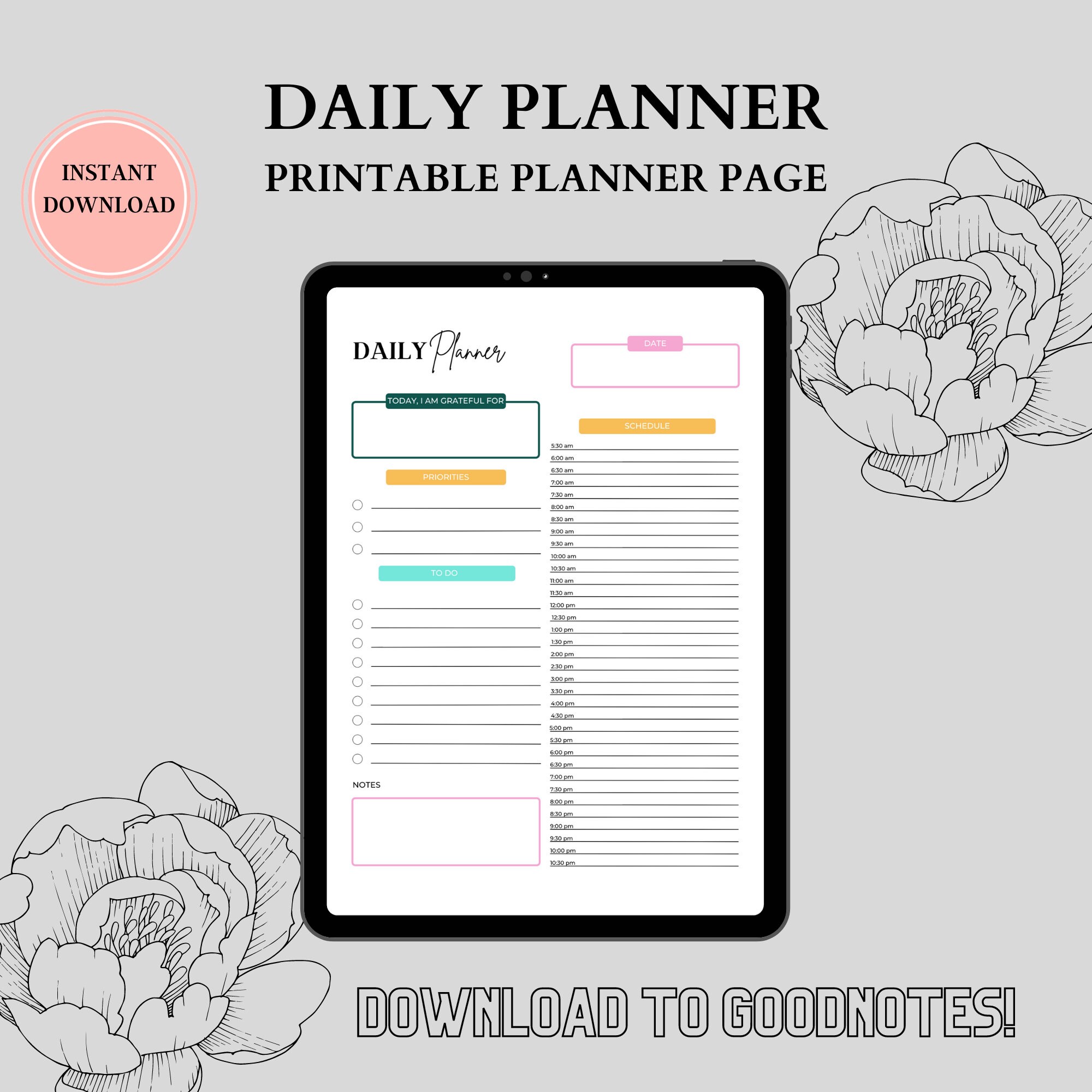 Minimalist Daily Planner Printable, Daily to Do List for Work/home ...