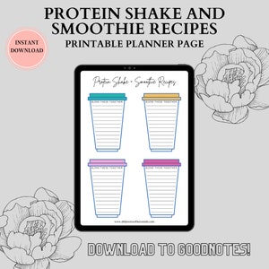Protein Shake and Smoothie Recipe Printable Recipe Book Page Detox Smoothie Protein Shake Recipe image 3