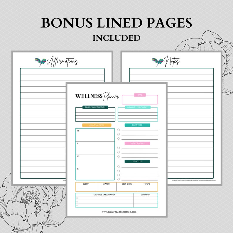 Daily Wellness Planner Daily Planner Printable Wellness Journal Printable image 2