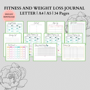 Fitness Journal Gym Lover Workout Log Workout Tracker Printable Workout Planner Notebook image 2