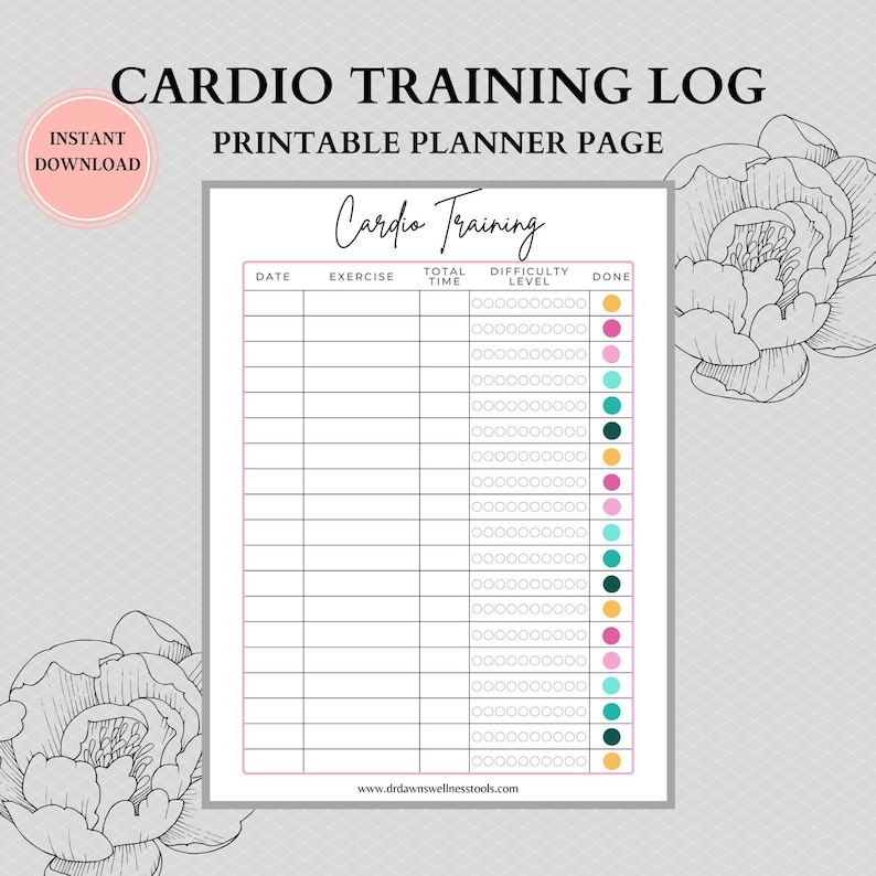 Cardio Training Log Cardio Training Tracker Fitness Lover Workout Planner Printable Workout Calendar for Staying Organized image 1