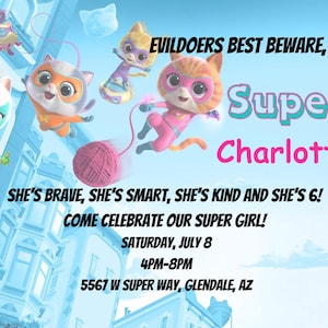 Super Kitties birthday invitation, editable, printable, digital send