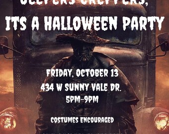 Jeepers Creepers, invitación para fiesta de Halloween, editable
