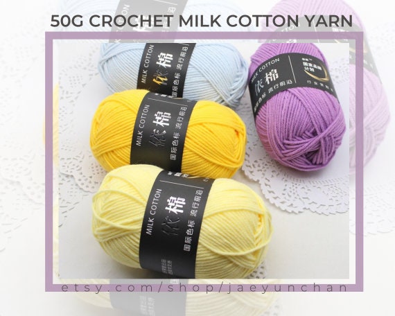 4 Roll Milk Cotton Crochet Yarn 200g, 440 Yards (04 Lilac) – TANLITA