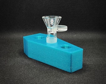 Halloween Themed Coffin 14mm Male Glass Slide/Bowl/Banger Holder Three Spaces